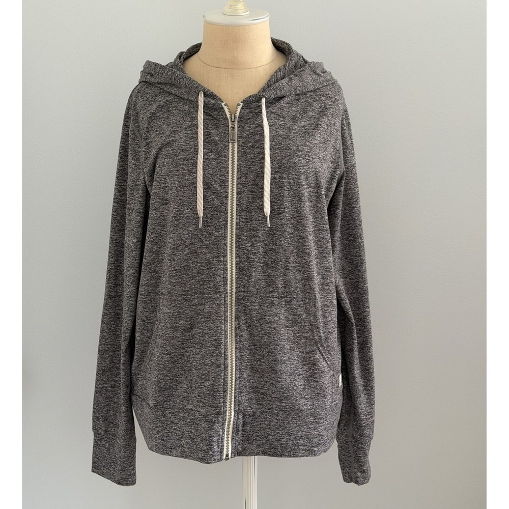 Vuori Halo Performance Hoodie 2.0 Women's LARGE Heather Grey Full Zip Sweatshirt